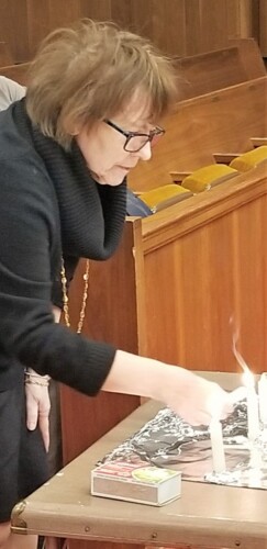 Second generation, Batya Braun Kleinfeld Photo from 2018 Holocaust Memorial Observance